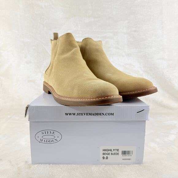 Steve Madden Highlyte Suede Leather Chelsea Boots Men\'s Size 9M Beige main image 4